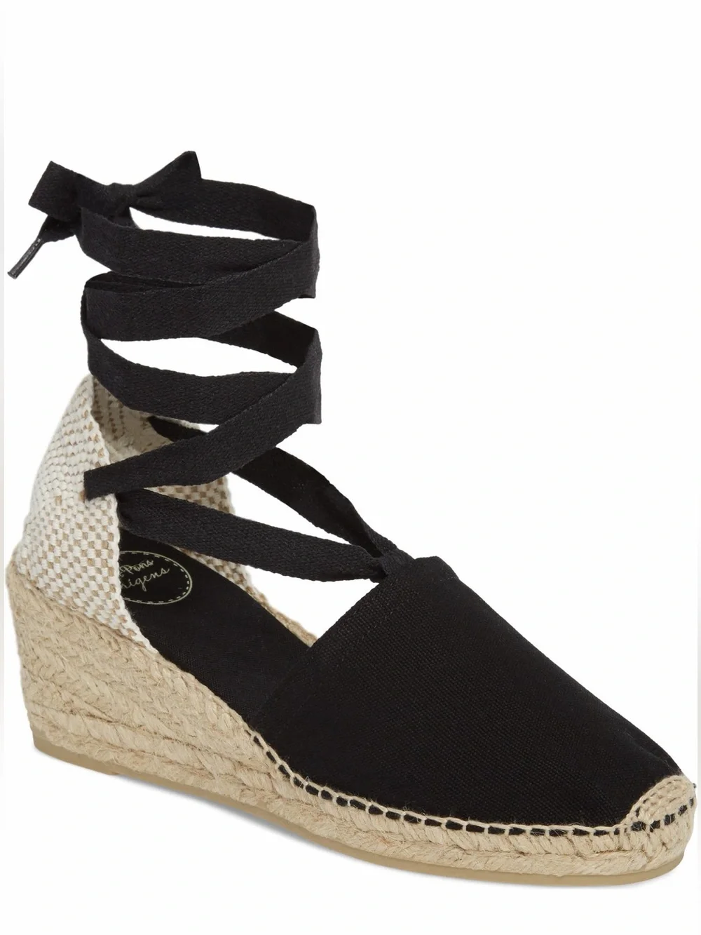 Toni Pons Valencia Wraparound Espadrille Wedge Black